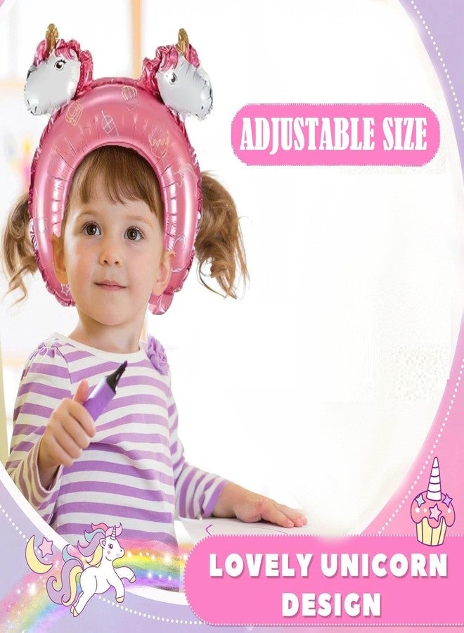 AMFIN (Pack of 4) Unicorn Shaped Head Hoops Foil Balloons for Theme Party Decoration - Multi - Image 5